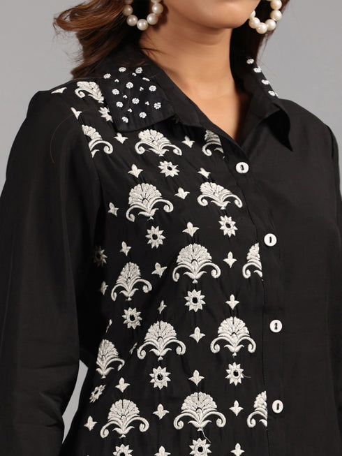 Amchoor Black Embroidered Printed Co-ord Sets