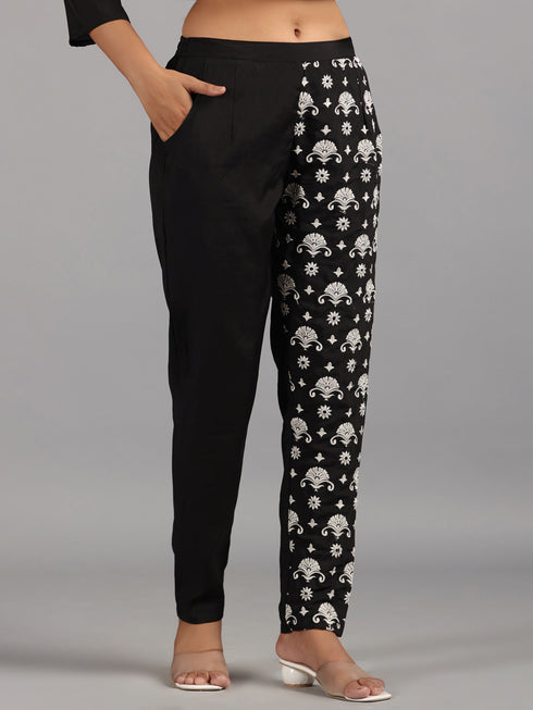 Amchoor Black Embroidered Printed Co-ord Sets