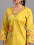 Mustard Cotton Floral Kurti Set