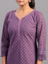 Purple Goergette Embroidered Kurti Set