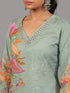 Green Floral Print Kurti Set