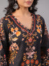 Black Block Print Mirror Work Kurti Set