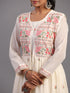 Cream Cotton Embroidered Ethnic Jacket Kurti Set