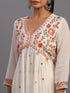 Cream Cotton Overall Embroidered Sequins Kurti Set