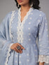 Grey Cotton Embroidered Anarkali Kurti Set