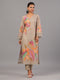 Grey Botanical Print Kurti Set