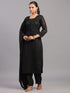 Black Goergette Embroidered Kurti Set