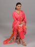 Pink Digital Print Kurti Set With Neck Embroidered