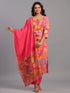 Pink Block Print Kurti Set
