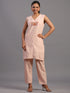Peach Cotton Linen Floral Print 3pc Co Ord Set