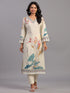 Cream Tropical Print Kurti Set
