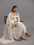 Cream Cotton Mirror Work Embroidered Kurti Set