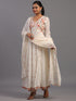 Cream Cotton Overall Embroidered Sequins Kurti Set