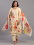 Cream Floral Print Kurti Set