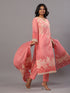 Pink Printed Kurti Set With Lace Detailed