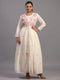 Cream Cotton Embroidered Ethnic Jacket Kurti Set