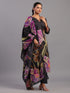 Black Cotton Abstract Print Kurti Set