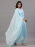 Blue Goergette Embroidered Kurti Set