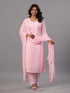 Pink Goergette Embroidered Kurti Set