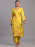 Mustard Cotton Floral Kurti Set