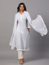 Blue Cotton Cutwork Embroidered Kurti Set