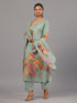 Green Floral Print Kurti Set