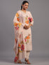 Beige Viscose Rayon Floral Print Kurti Set