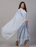 Grey Cotton Embroidered Anarkali Kurti Set