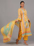 Mustard Bandhani Print Kurta Set