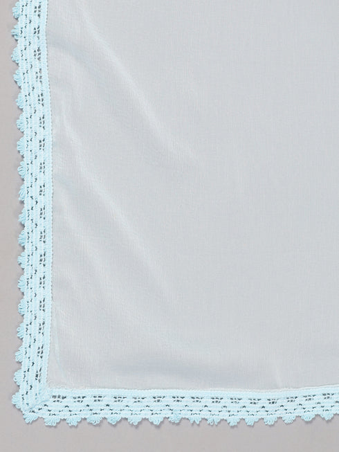 Blue Goergette Embroidered Kurti Set