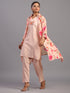 Peach Cotton Linen Floral Print 3pc Co Ord Set