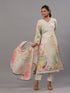 Cream Botanical Print Kurti Set