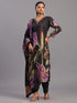 Black Cotton Abstract Print Kurti Set