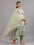 Green Cotton Printed Kurti Set