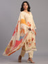 Cream Floral Print Kurti Set