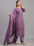 Purple Goergette Embroidered Kurti Set