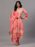 Pink Printed Kurti Set With Lace Detailed