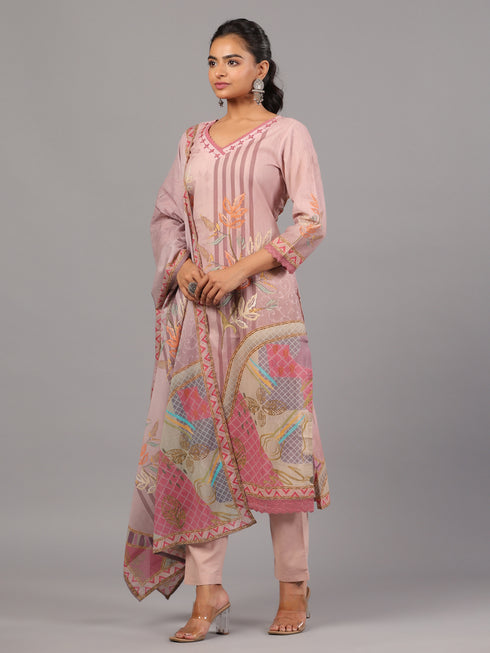 Mauve Digital Print Kurti Set