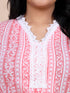 Peach Floral Stripe Print Kurti Set
