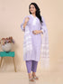 Purple Floral Stripe Print Kurti Set