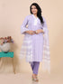 Purple Floral Stripe Print Kurti Set