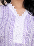 Purple Floral Stripe Print Kurti Set