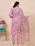 Pink Kalamkari Print With Beads Kurti Set