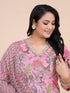 Pink Kalamkari Print With Beads Kurti Set