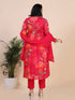 Pink Digital Print Embroidered Beads Fit and Flare Kurti Set