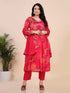 Pink Digital Print Embroidered Beads Fit and Flare Kurti Set