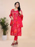 Pink Digital Print Embroidered Beads Fit and Flare Kurti Set