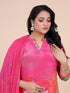 Pink Digital Floral Print Zari Thread Work Kurti Set