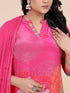 Pink Digital Floral Print Zari Thread Work Kurti Set
