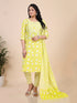 Lime Green Floral Print Gota Patti Kurti Set